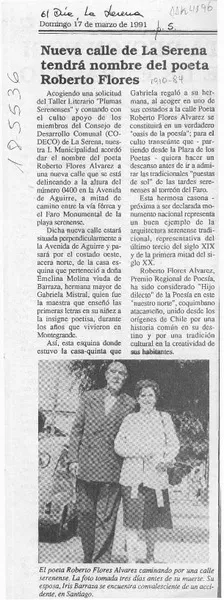 Nueva calle de La Serena tendrá nombre del poeta Roberto Flores  [artículo].