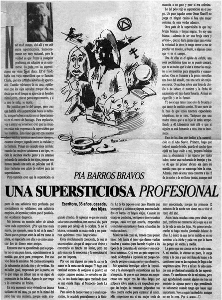 Una supersticiosa profesional  [artículo] Pía Barros Bravos.