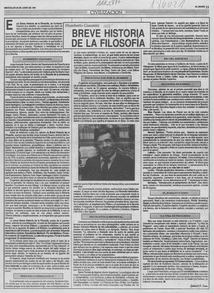 Breve historia de la filosofía  [artículo] Gabriel A. Enos.