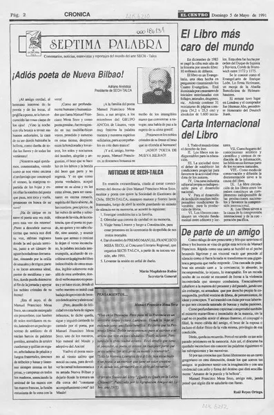 Adiós poeta de Nueva Bilbao!  [artículo] Adriano Améstica.