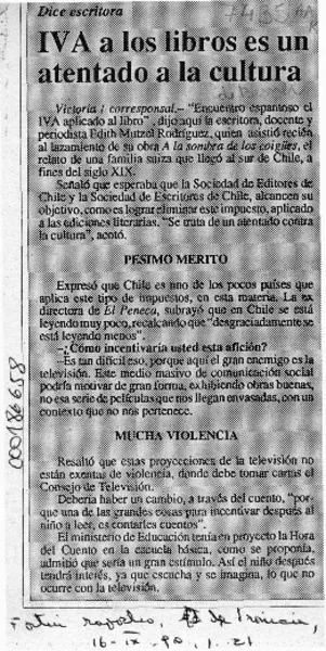 IVA a los libros es un atentado a la cultura  [artículo].