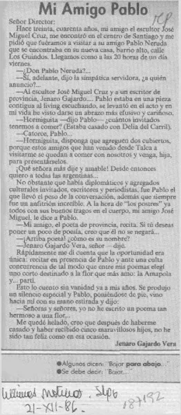 Pablo -- así lo conocí!  [artículo] Jenaro Gajardo Vera.