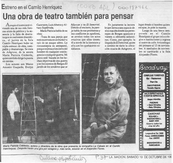 Una Obra de teatro también para pensar  [artículo].