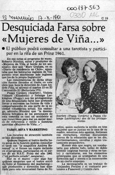 Desquiciada farsa sobre "Mujeres de Viña -- "  [artículo].