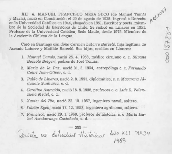 Manuel Francisco Mesa Seco  [artículo].