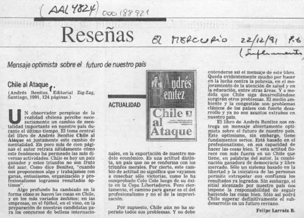 Chile al ataque  [artículo] Felipe Larraín B.
