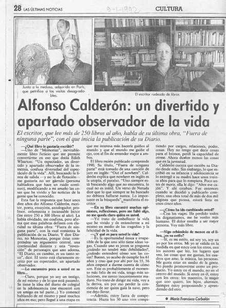 Alfonso Calderón, un divertido y apartado observador de la vida  [artículo] María Francisca Corbalán.