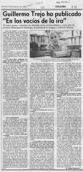 Guillermo Trejo ha publicado "En los vacíos de la ira"  [artículo] Samuel Valenzuela Y.