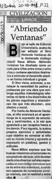"Abriendo ventanas"  [artículo].