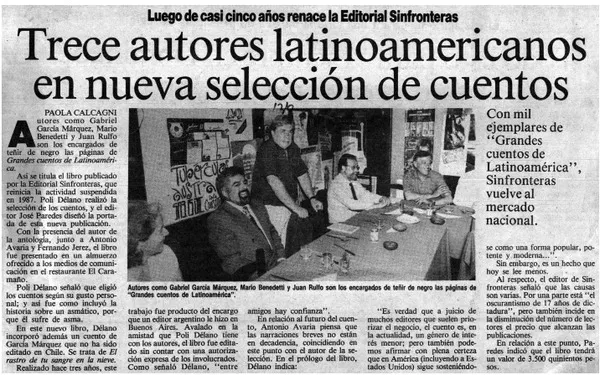 Trece autores latinoamericanos en nueva selección de cuentos  [artículo] Paola Calcagni.
