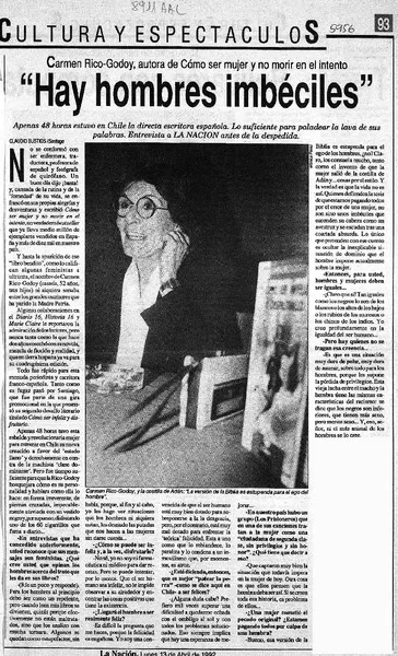 "Hay hombres imbéciles"  [artículo] Claudio Bustos.