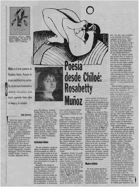 Poesía desde Chiloé, Rosabetty Muñoz  [artículo] Iván Carrasco.