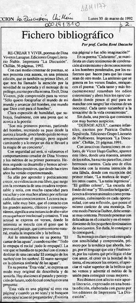 Fichero bibliográfico  [artículo] Carlos René Ibacache.