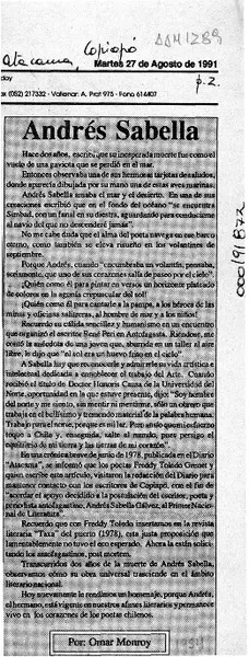 Andrés Sabella  [artículo] Omar Monroy.