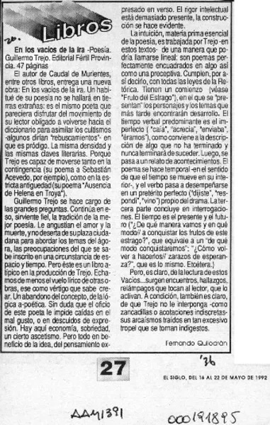 Libros  [artículo] Fernando Quilodrán.