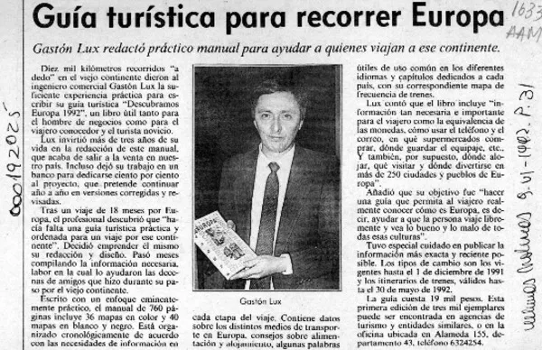 Guía turística para recorrer Europa  [artículo].