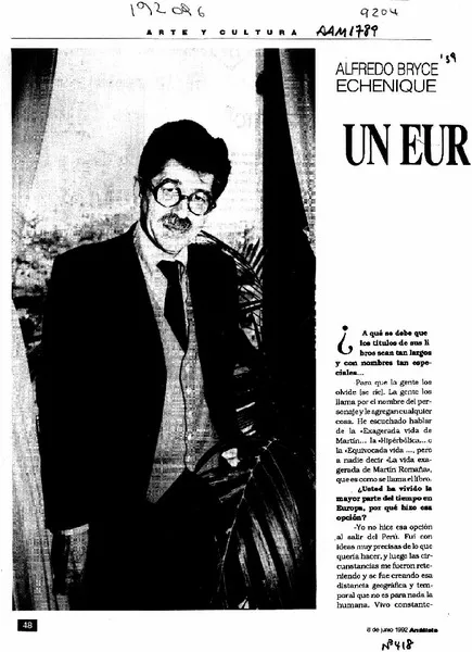 Un europeo nacido en Lima  [artículo] Margarita Cea.
