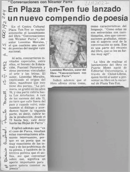 En Plaza Ten-Ten fue lanzado un nuevo compendio de poesía  [artículo].