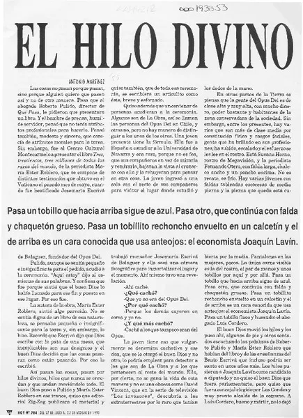 El Hilo divino  [artículo] Antonio Martínez.
