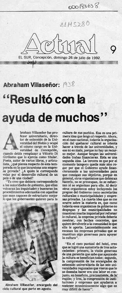"Resultó con la ayuda de muchos"  [artículo].