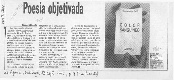 Poesía objetivada  [artículo] Hernán Miranda.