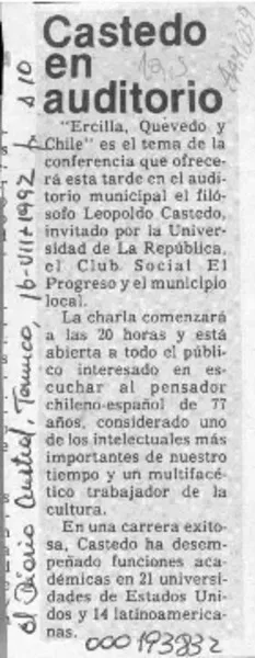 Castedo en auditorio  [artículo].