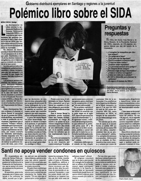 Polémico libro sobre el SIDA  [artículo] Mirna Concha.