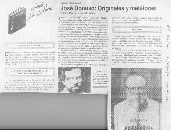 José Donoso, originales y metáforas  [artículo].