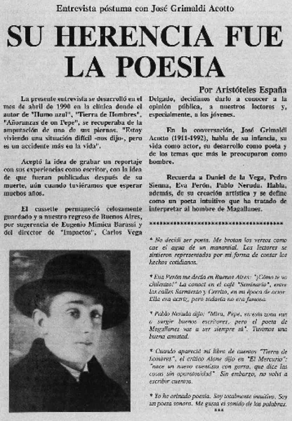 Su herencia fue la poesía  [artículo] Aristóteles España.