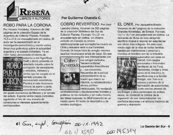 Reseña  [artículo] Guillermo Chandía C.
