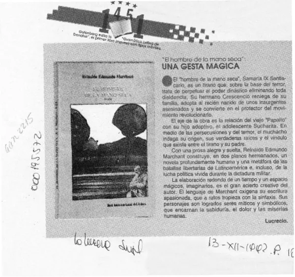 Una gesta mágica  [artículo] Lucrecio.