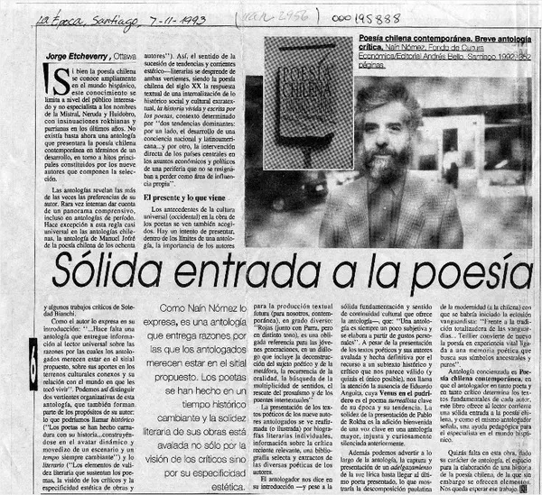 Sólida entrada a la poesía  [artículo] Jorge Etcheverry.