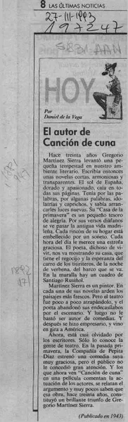 El autor de Canción de cuna  [artículo] Daniel de la Vega.