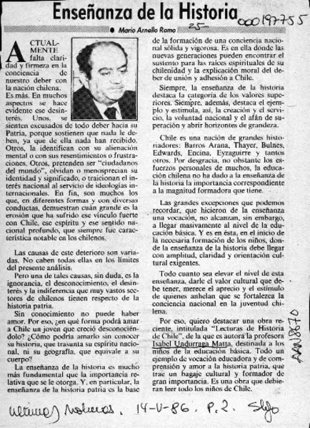 Enseñanza de la historia  [artículo] Mario Arnello Romo.