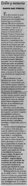 Exilio y memoria  [artículo] Ramón Díaz Eterovic.