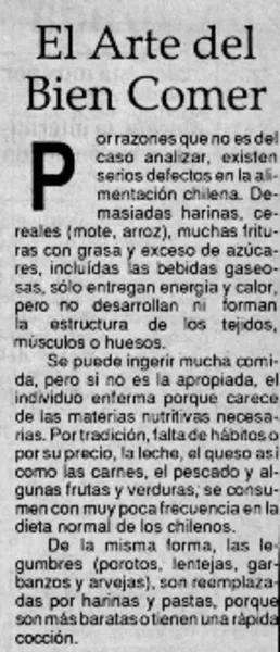El Arte del bien comer  [artículo].