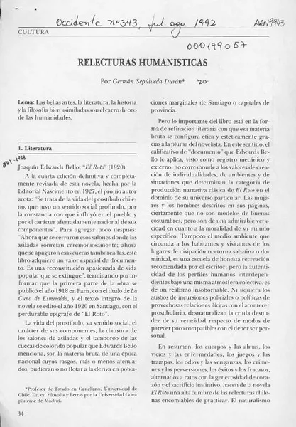 Relecturas humanísticas  [artículo] Germán Sepúlveda Durán.