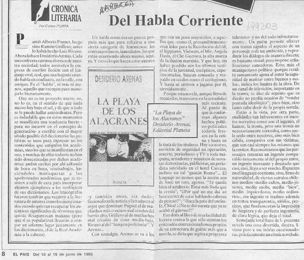 Del habla corriente  [artículo] Carlos Iturra.