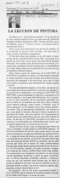 La lección de pintura  [artículo] Tristán Altagracia.