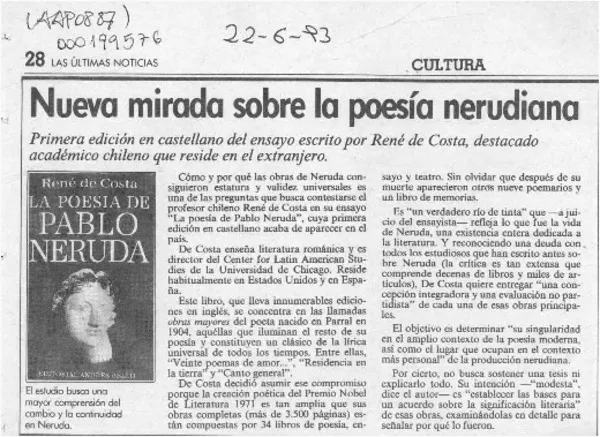 Nueva mirada sobre la poesía nerudiana  [artículo].