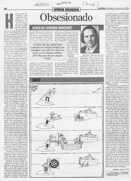 Obsesionado  [artículo] Reinaldo Edmundo Marchant.