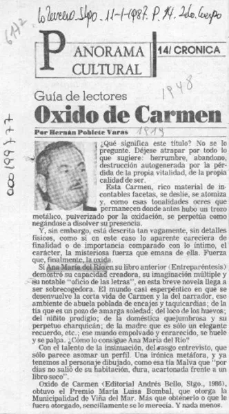 Oxido de Carmen  [artículo] Hernán Poblete Varas.