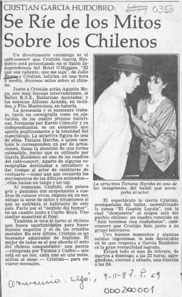 Cristián García Huidobro, se ríe de los mitos sobre los chilenos  [artículo].