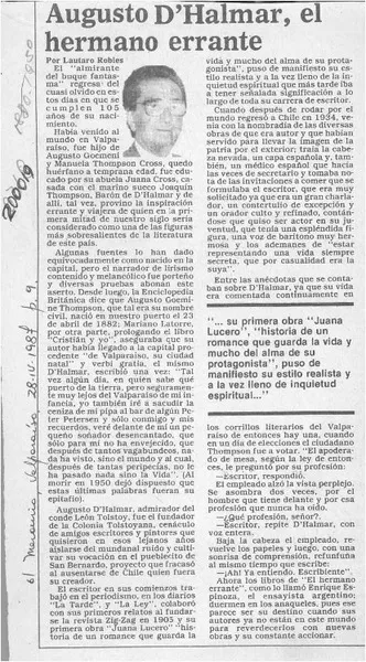 Augusto D'Halmar, el hermano errante  [artículo] Lautaro Robles.