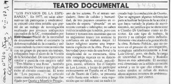 Teatro documental  [artículo] Pedro Labra.