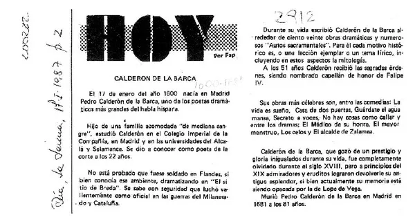 Calderón de la Barca  [artículo]Fap.