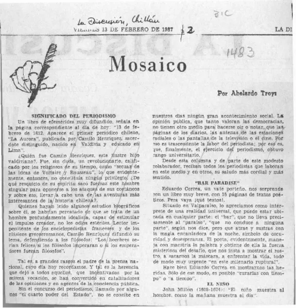 Mosaico  [artículo] Abelardo Troy.