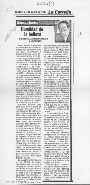 Humildad de la belleza  [artículo] Horacio Hernández Anderson.