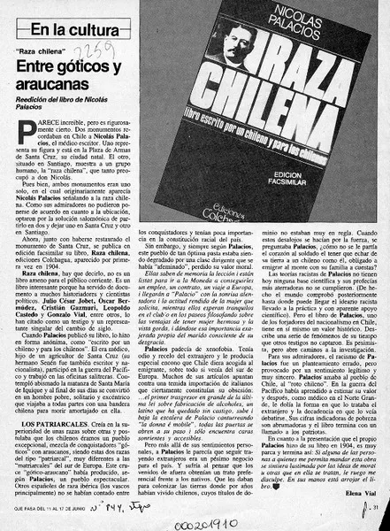 Entre góticos y araucanas  [artículo] Elena Vial.