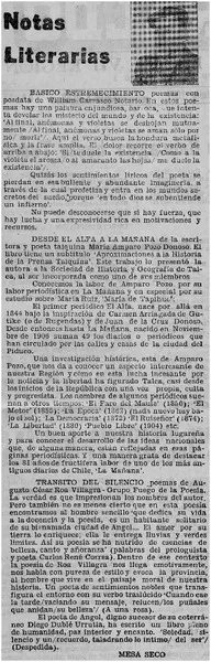Notas literarias  [artículo] Mesa Seco.